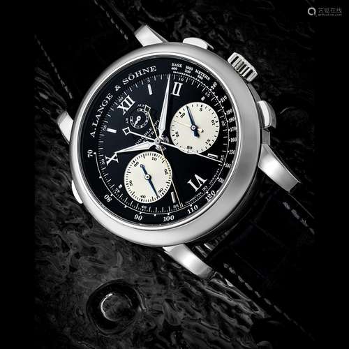 A. LANGE & SÖHNE. A RARE PLATINUM DOUBLE SPLIT SECONDS F...