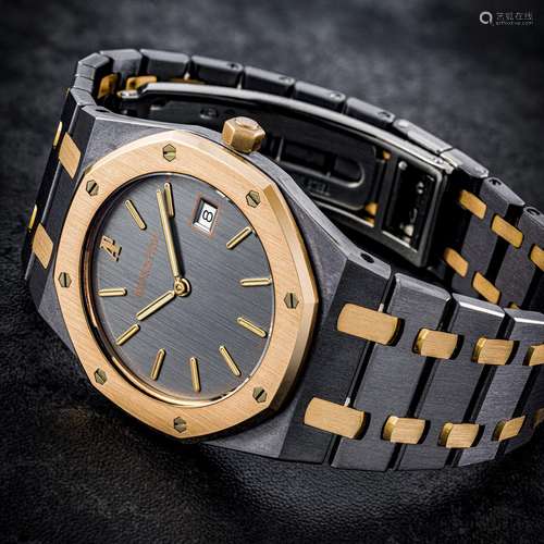 AUDEMARS PIGUET. A TANTALUM AND 18K PINK GOLD WRISTWATCH WIT...