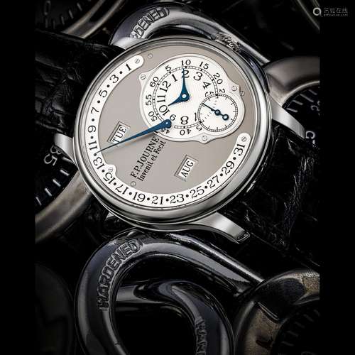 F. P. JOURNE. A RARE PLATINUM AUTOMATIC ANNUAL CALENDAR WRIS...