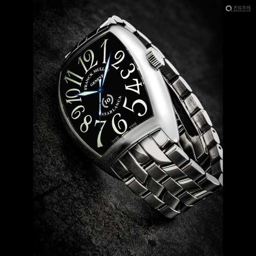 FRANCK MULLER. A LARGE STAINLESS STEEL TONNEAU-SHAPED AUTOMA...