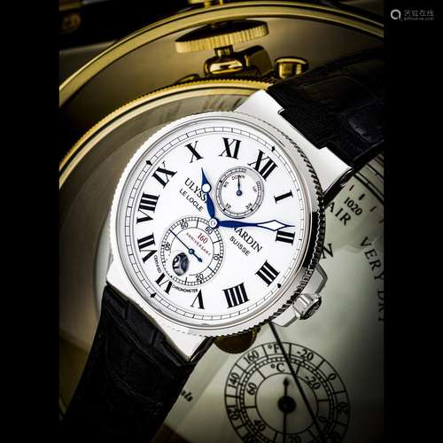 ULYSSE NARDIN. A RARE PLATINUM LIMITED EDITION AUTOMATIC WRI...