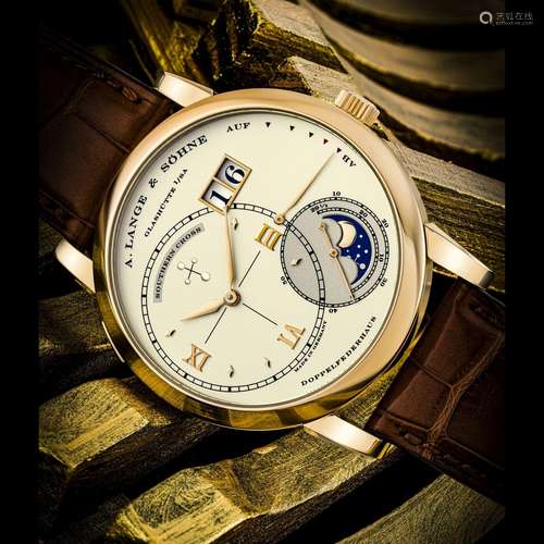 A. LANGE & SÖHNE. A RARE LIMITED EDITION 18K PINK GOLD W...