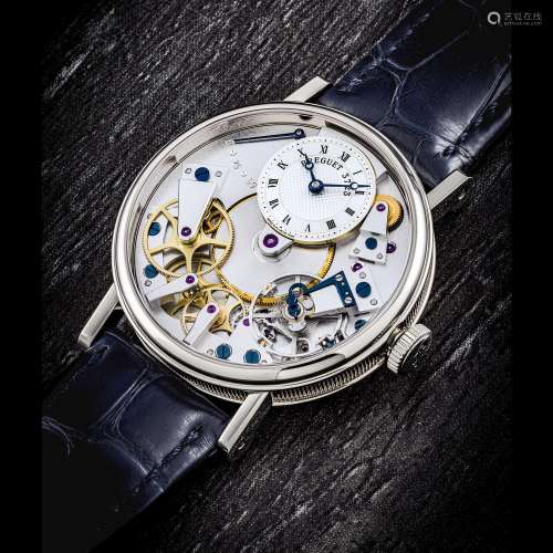 BREGUET. AN 18K WHITE GOLD SEMI-SKELETONISED WRISTWATCH WITH...