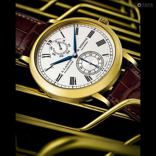 A. LANGE & SÖHNE. A VERY RARE 18K GOLD LIMITED EDITION A...