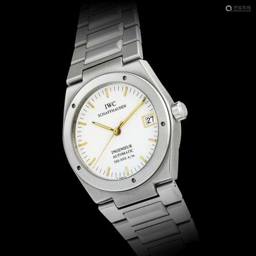 IWC. A STAINLESS STEEL AUTOMATIC WRISTWATCH WITH SWEEP CENTR...