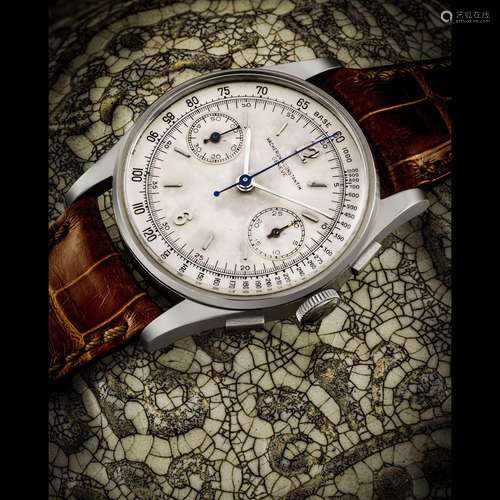 VACHERON CONSTANTIN. A VERY RARE STAINLESS STEEL CHRONOGRAPH...