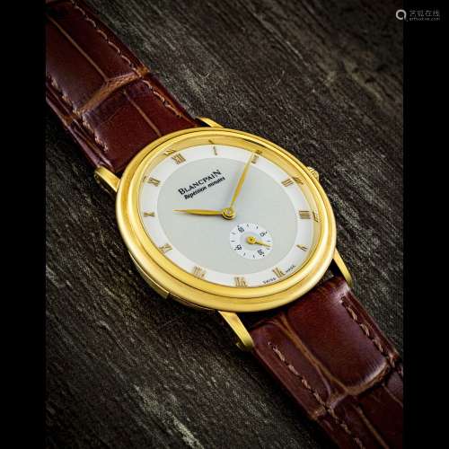 BLANCPAIN. AN 18K GOLD AUTOMATIC MINUTE REPEATING WRISTWATCH...