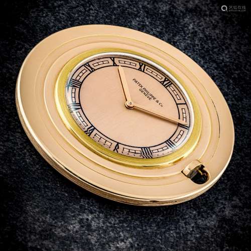 PATEK PHILIPPE. A VERY RARE 18K TWO-TONE GOLD POCKET WATCHRE...
