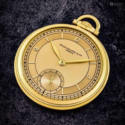 PATEK PHILIPPE. A RARE AND GORGEOUS 18K GOLD POCKET WATCH WI...
