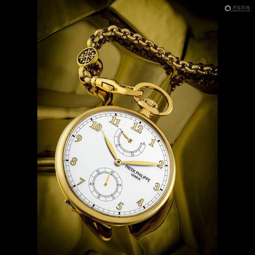 PATEK PHILIPPE. AN 18K GOLD OPEN-FACED KEYLESS LEVER POCKET ...