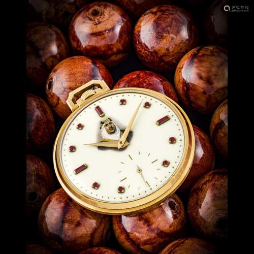 PATEK PHILIPPE. A VERY RARE 18K PINK GOLD POCKET WATCH WITH ...