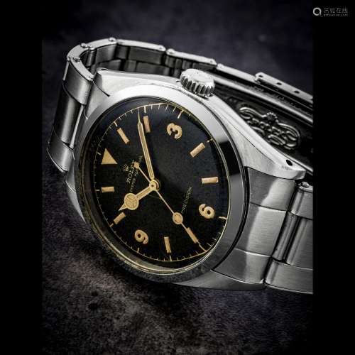 ROLEX. AN EARLY STAINLESS STEEL AUTOMATIC WRISTWATCH WITH SW...