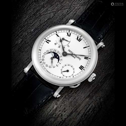 PATEK PHILIPPE. AN 18K WHITE GOLD AUTOMATIC WRISTWATCH WITH ...