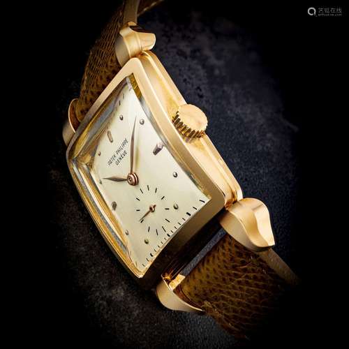 PATEK PHILIPPE. AN IMPRESSIVE 18K PINK GOLD WRISTWATCH WITH ...