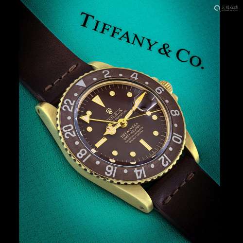 ROLEX. A VERY RARE 18K GOLD AUTOMATIC DUAL TIME WRISTWATCH W...