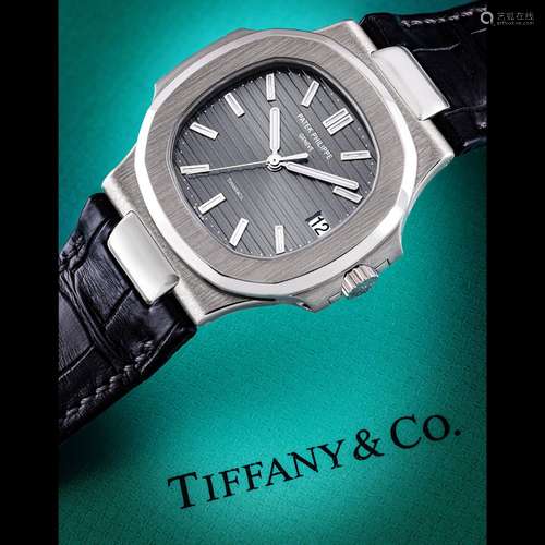 PATEK PHILIPPE. A VERY RARE 18K WHITE GOLD AUTOMATIC WRISTWA...