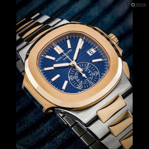 PATEK PHILIPPE. A STAINLESS STEEL AND 18K PINK GOLD AUTOMATI...