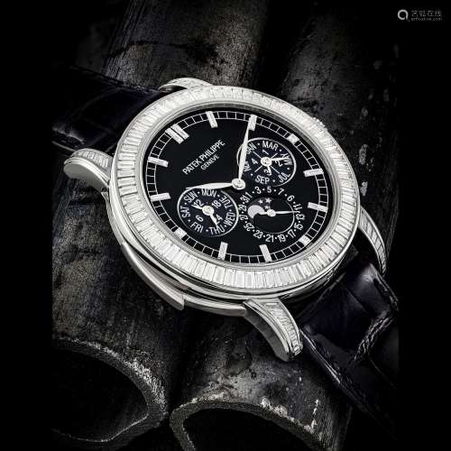PATEK PHILIPPE. AN EXTREMELY RARE AND MAGNIFICENT PLATINUM A...