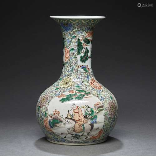 VASE BOUTEILLE<br />
en porcelaine et émaux polychromes dans...