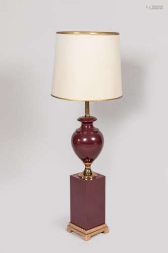 Lampe de table en forme de vase balustre en céramique et mét...