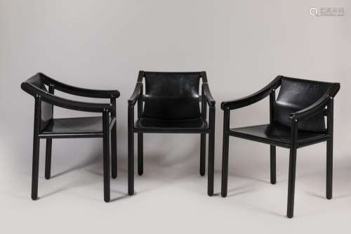 Vico Magistretti (1920-2006)<br />
Série de six fauteuils mo...