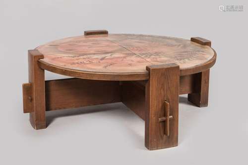 J.P. Monnet<br />
Table basse de forme ronde à plateau en cé...