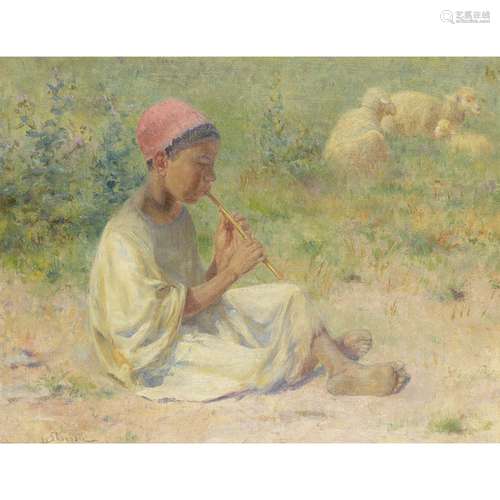 JOHN-LEWIS SHONBORN (1852-1931)<br />
LE JEUNE BERGER JOUANT...