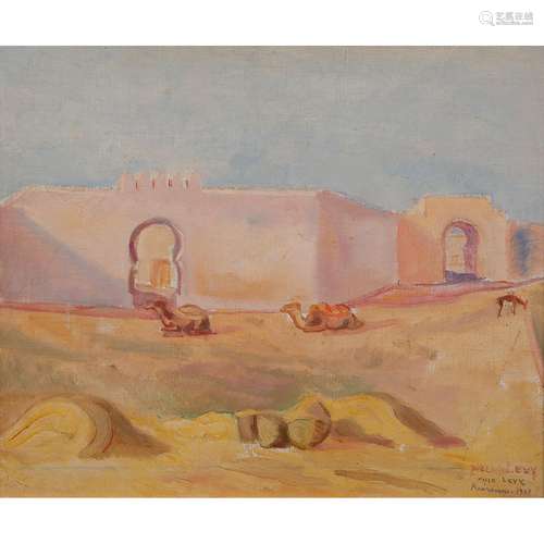 NELLO LÉVY (1921-1992)<br />
CHAMEAUX AU REPOS À KAIROUAN<br...