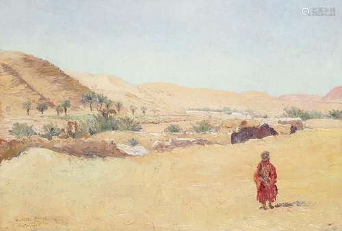 VINCENT MANAGO  (1880-1936)<br />
HOMME DANS LE DESERT ALGER...