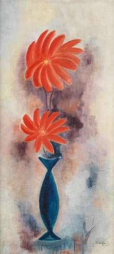 【*】Zubeida Agha (Pakistani, 1922-1997) Untitled (Flowers in ...