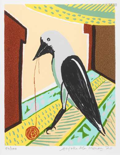 【*】Anjolie Ela Menon (India, B.1940) Crow image size (in) 12...