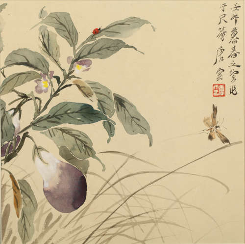 唐云 1942年作 蔬果花鸟 纸本镜框