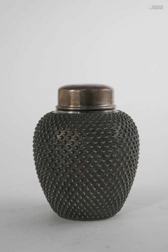 銀錘目紋茶葉罐