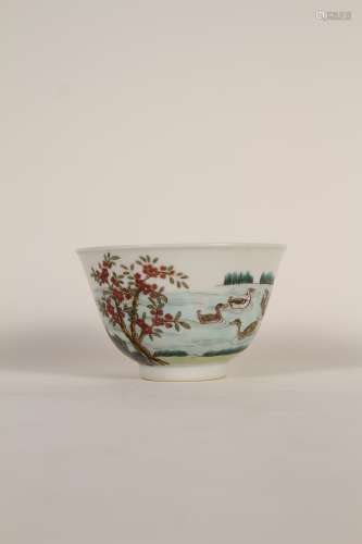 A Chinese 19th century pastel floral animal cup