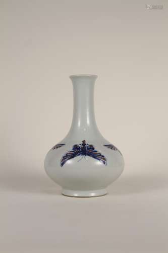 A Chinese 19th-century blue and white glaze red butterfly vi...