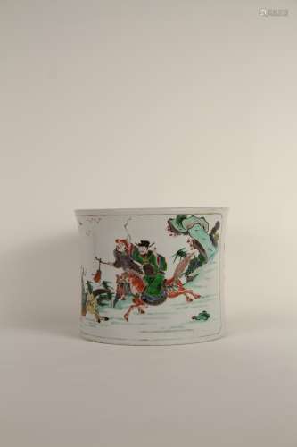 A pen holder of a Chinese multicolored figure from the 18th ...