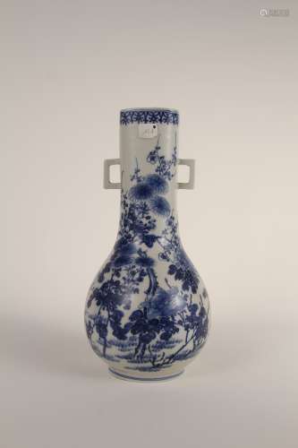 A Chinese 19th-century blue and white floral vase