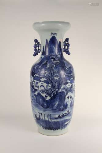 A Chinese blue-and-white landscape figure from the 19th to 2...