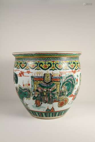 A large multicolored pot of Chinese 19th-20th centuries