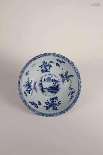 A Chinese blue and white flower bowl from the 18th-19th cent...