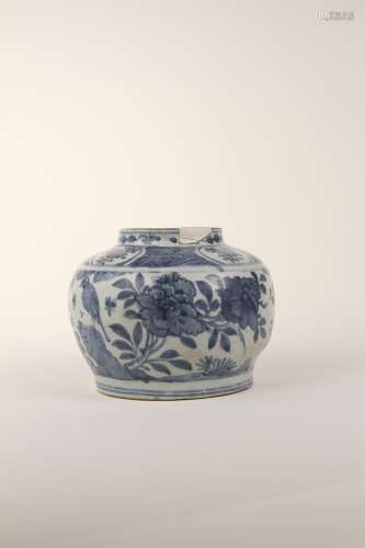 A Chinese 17th-century blue-and-white bird jar