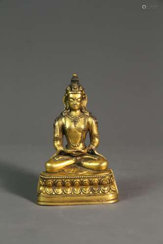 A Chinese 18th-century bronze gilt Buddha statue