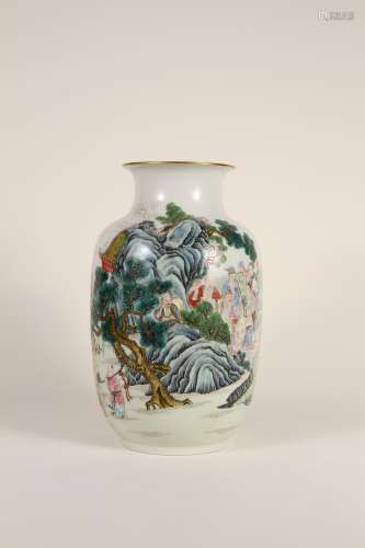 A lantern vase of a Chinese 19th-20th century pastel figure