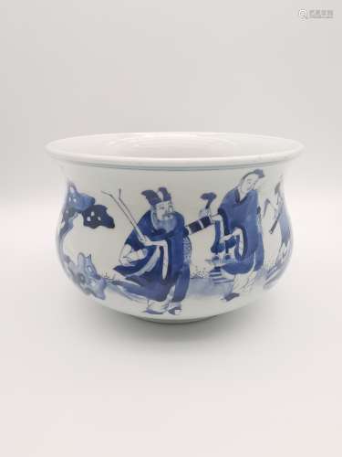 A Chinese blue-and-white figure bowl of the 17th-18th centur...