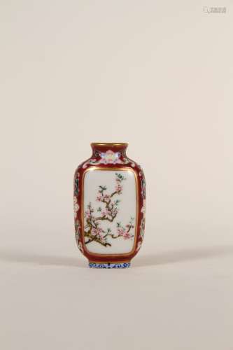 A Chinese 18th-century pastel windowed floral vial