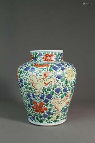 A Chinese 17th-18th century blue and white multicolored lion...