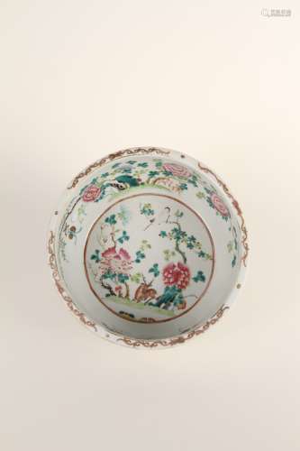 A large Chinese pastel flower bowl from the 19th to 20th cen...