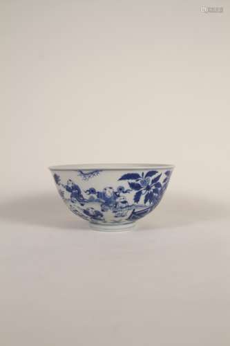 A Chinese 17th-18th century blue and white baby play bowl