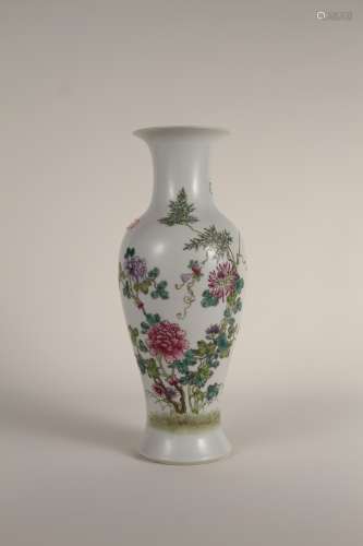 A Chinese 20th-century pastel floral Guanyin vase