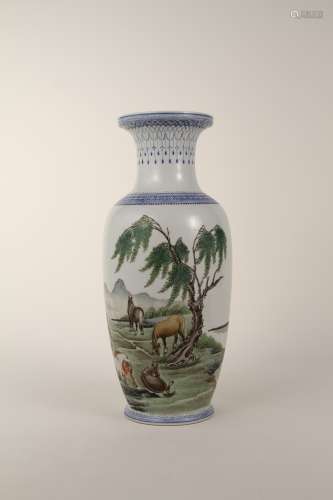 A Chinese 20th-century pastel human animal Guanyin bottle